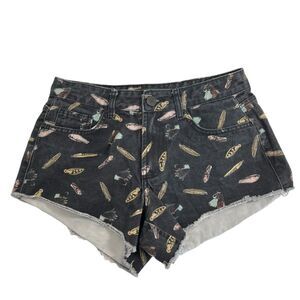 ANIMALE  Black Printed Cut Off Shorts